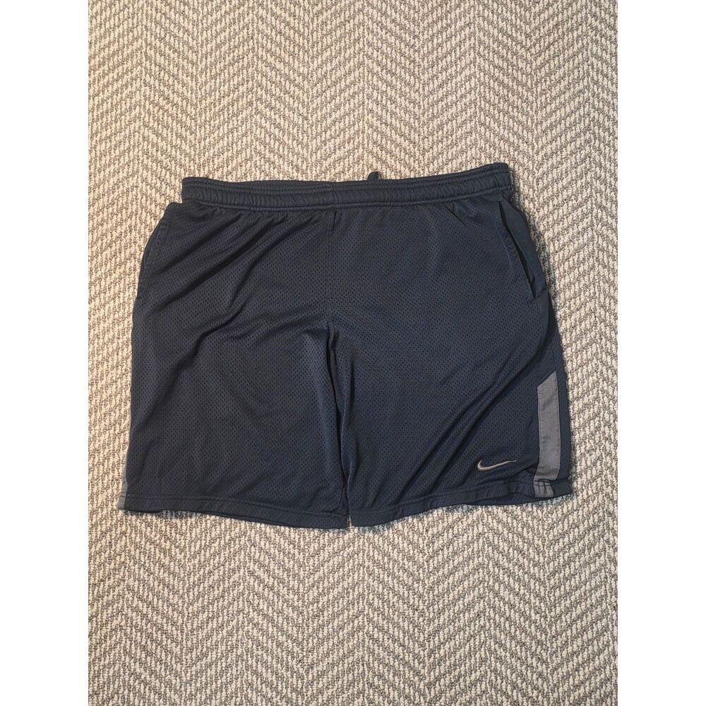 Nike Men's Size Large Navy Blue Dri-Fit Mesh Athletic Workout Basketball Shorts
